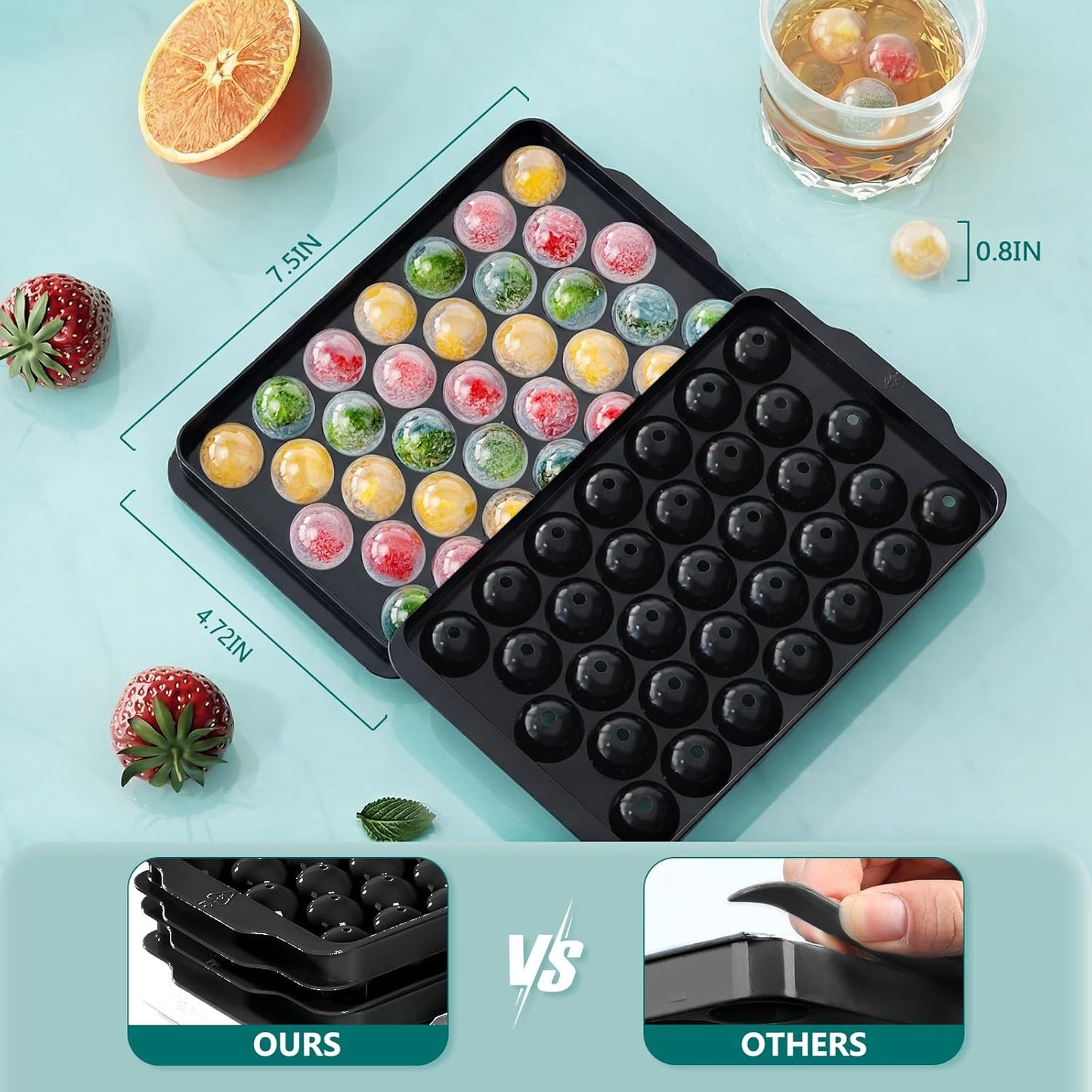 Optish 3 Pack Ice Trays for Freezer, 99 PCS Ice Cube Tray with Lid and Bin, Round Ice Cube Mold, Circle Ice Maker for Chilling Drinks (0.8 inch, Pink)