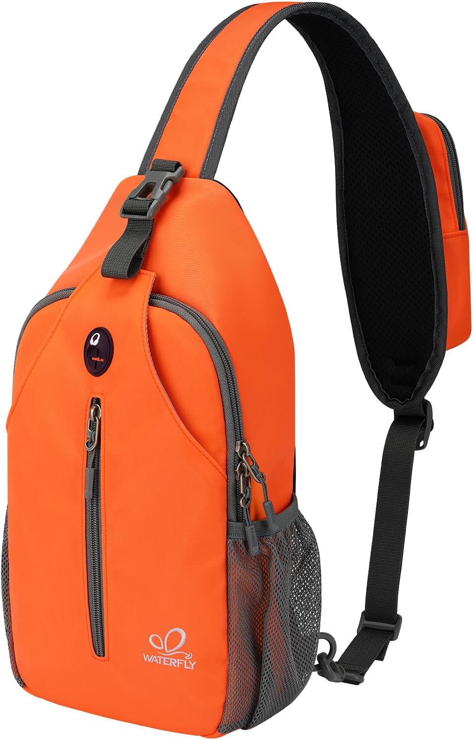 WATERFLY Crossbody Sling Backpack Sling Bag Travel Hiking Chest Bag Daypack (Black)