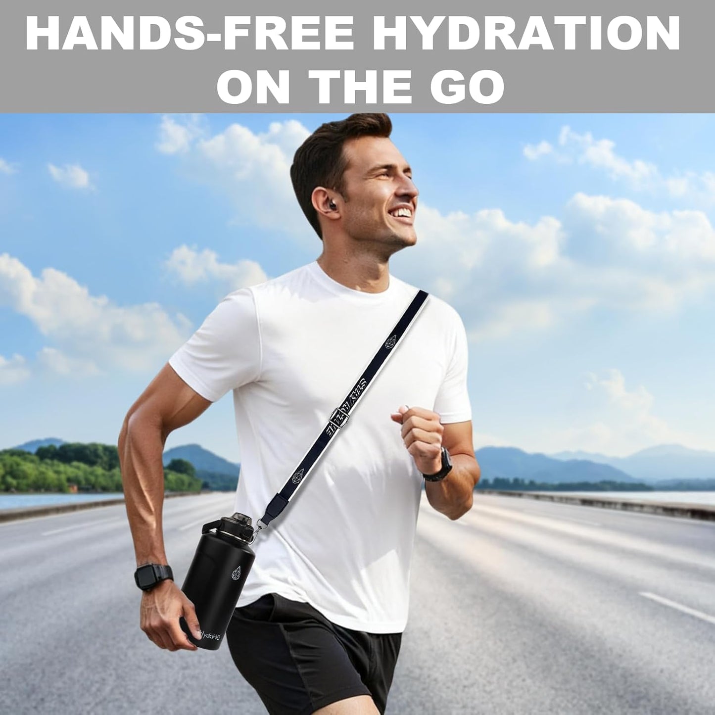64oz Half Gallon Fruit Infuser Insulated Stainless Steel Water Bottle Jug, 48H Cold & 24H Hot, Large Capacity for Travel Hiking Mountain Climbing Black