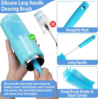 XANGNIER 5 Pcs Water Bottle Cleaner Brush Set for Owala 24oz/32oz/40oz Cup,Multifunctional Bottle Brush and Long Straw Cleaner Brush,Cleaning Kit for Owala/Stanley/Yeti Tumbler Cup Accessories