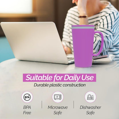 Copco Cone Desk Mug, 16 oz - Double Wall Insulated Coffee Mug with Twist-Off Lid, Handle & Slide Tab - Travel-Friendly Cup for Hot or Cold Drinks, BPA-Free, Microwave & Dishwasher Safe (Brown)