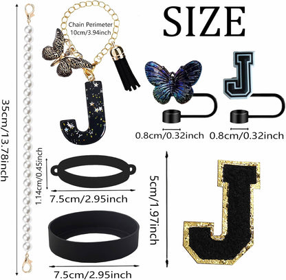 7pcs Cup Accessories for Stanley 30/40oz Tumbler, Handle Strap, Straw Cover, Silicone Boot, Letter Charm Stickers