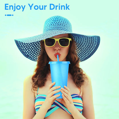 24 Pack Plastic Tumblers with Lids and Straw, Reusable Cups with Lids and Straws Colorful Cups for Cold Drink Iced Coffee, Plastic Tumbler Bulk for Party Birthday Gifts (24 oz, Stylish Colors)