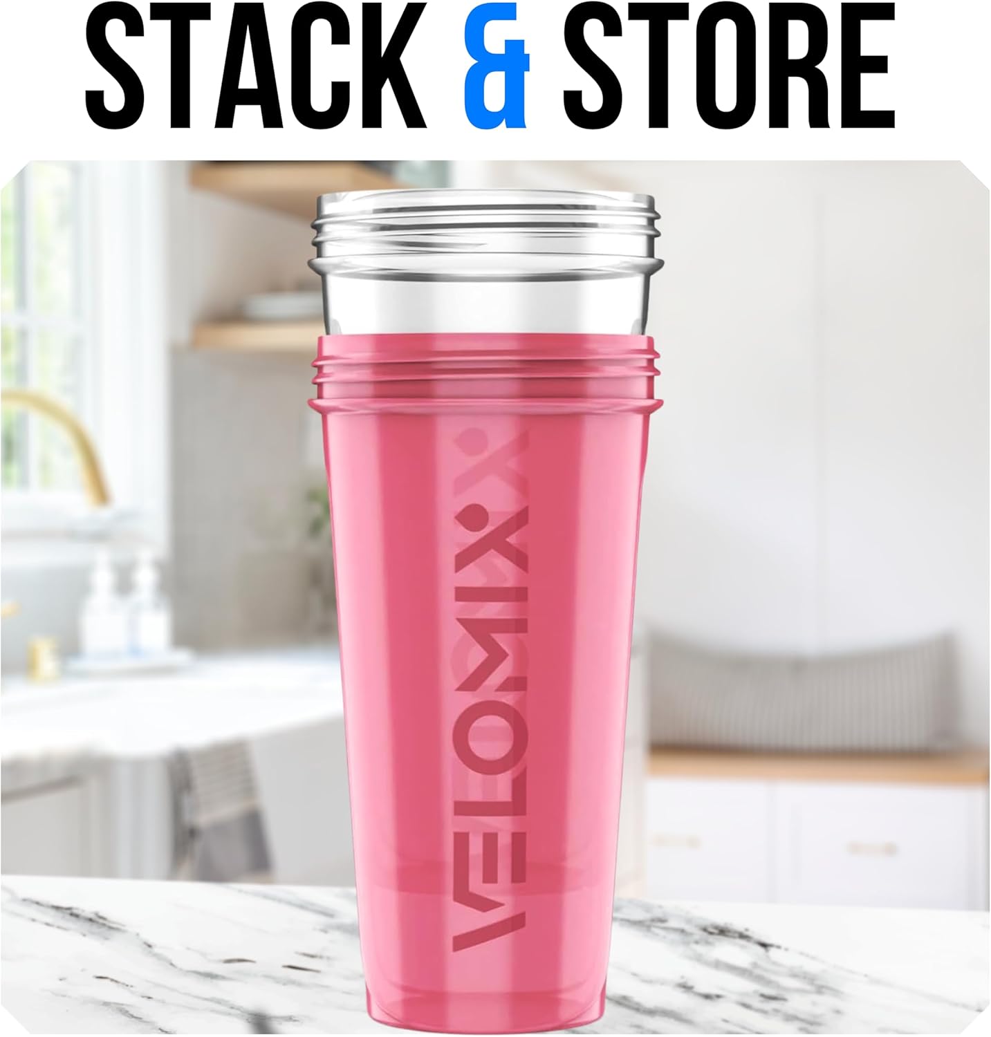 VELOMIX -2 Pack- 28 oz Protein Shaker Bottles for Protein Mixes - 2x Wire Whisk | Leak Proof Shaker Cups for Protein Shakes | Protein Shaker Bottle Pack (Black/Transparent)