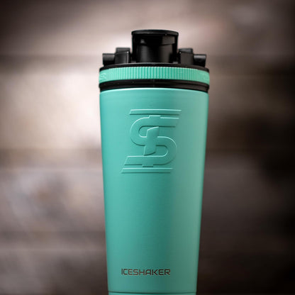 Ice Shaker Insulated Stainless Steel Shaker Bottle | 26oz, Black | Cold for 30+ Hours | Insulated Cup with Twist-on Agitator | Odor-Free Bottle for Protein Shakes, Water, Smoothies, Cocktails