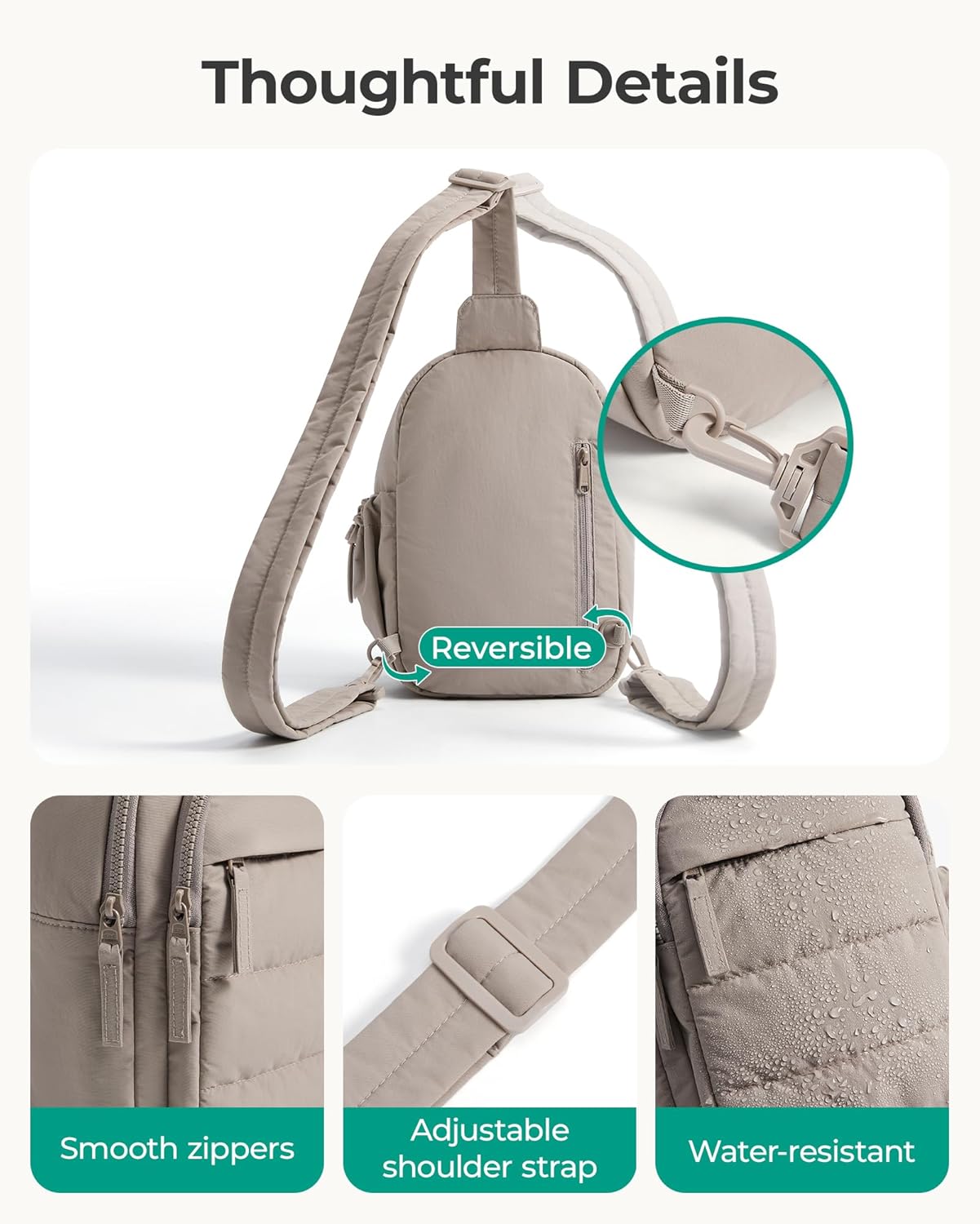 BAGSMART Small Sling Bag for Women, Puffer Crossbody Bag Purses Hobo Handbag Fanny Packs for Travel Hiking