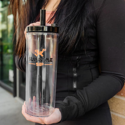 Boba Tea Protein Tumbler, 20 Oz, BPA-Free Plastic, Double Wall Insulated, Leak Proof, Straw Cup