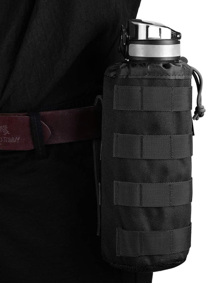 Gonex Tactical MOLLE Water Bottle Pouch, Drawstring Open Top & Mesh Bottom Travel Water Bottle Bag Hydration Carrier