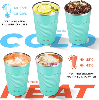 KETIEE Travel Coffee Mug Spill Proof 12oz, Insulated Travel Mug to Go, Reusable Coffee Cup with Seal Lid, Vacuum Stainless Steel Tumbler for Hot/Cold Drinks (Red)