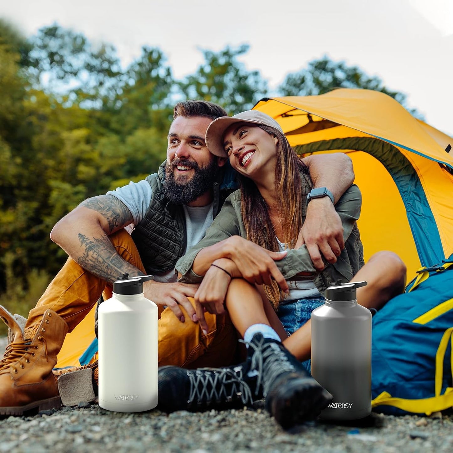 40oz Insulated Water Bottle (Cold for 48 Hrs),BPA Free&Leak Proof,Stainless Steel Water Flask,Water Jug with Straw Spout Lids for Gym,Hiking,Travel,Black Blue