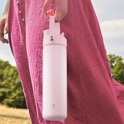 ENCOOL Insulated Water Bottle with Straw Stainless Steel Water Bottle, Leak-Proof, BPA-Free, Double Wall Vacuum Keeps Cold for 24 Hours for Sports, Travel, School (26 oz, Cotton Candy) - Colors D