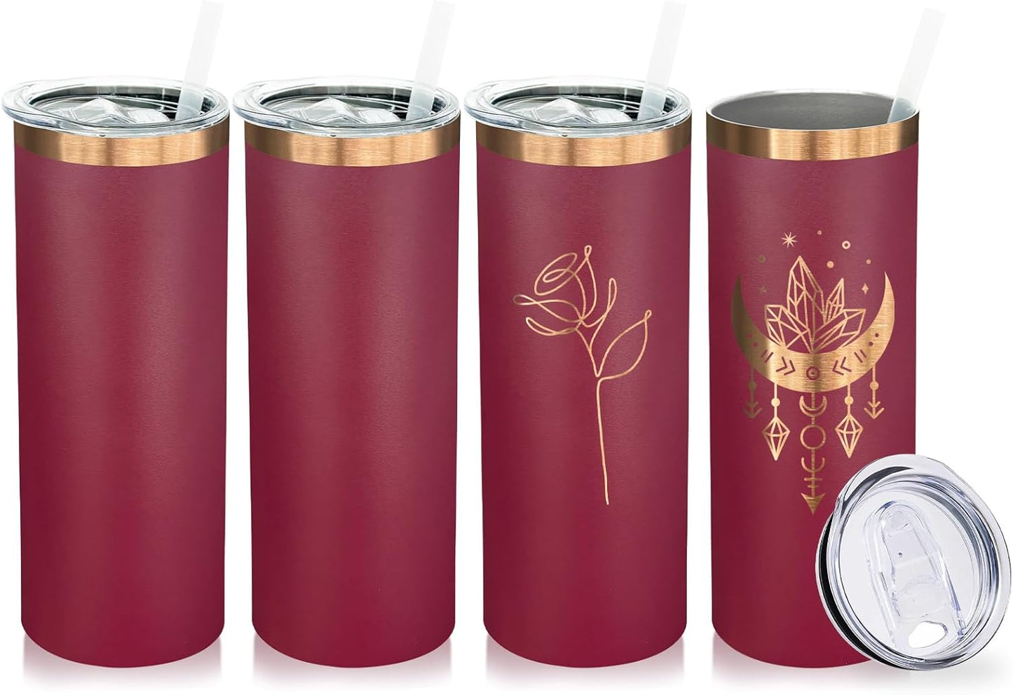 20 oz Skinny Tumblers Bulk, Stainless Steel Insulated Tumbler with Lids and Straws, Slim Double Wall Powder Coated Travel Coffee Mugs Reusable Cup for Hot Cold Drinks (Black,1 pack)