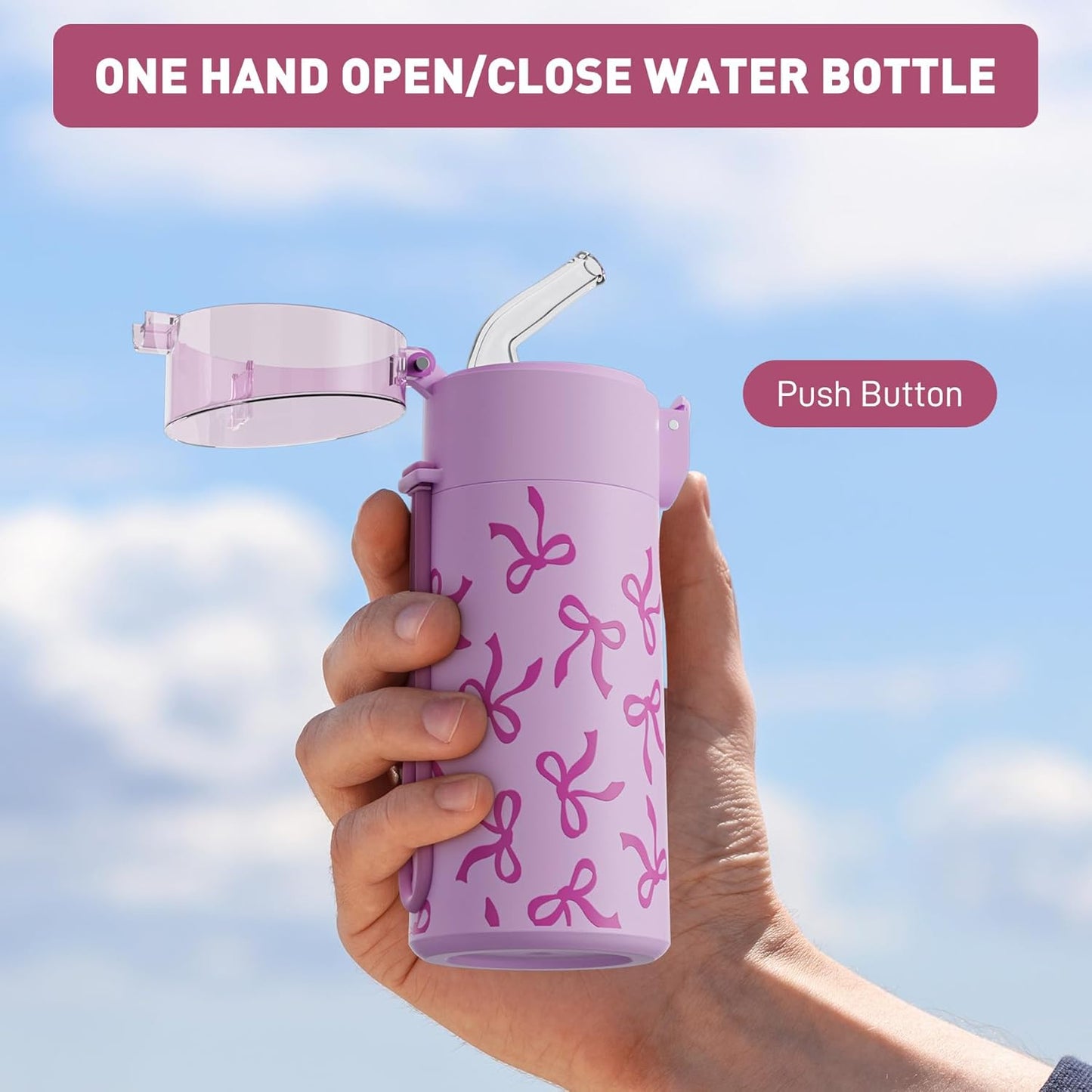 5oz Small Water Bottles with Straw, Mini Water Bottle with One-Hand Open Design, Leak-Proof Locking Lid for Hot&Cold Drinks, Small Travel Water Bottle - 100% Leakproof for School, Travel...(Mint)