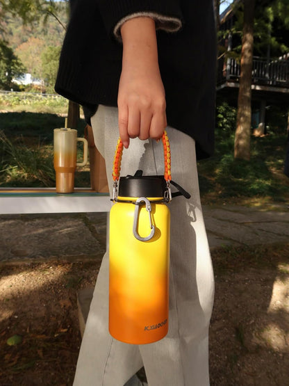 KXIAOCHEN Insulated Water Bottle With Strap, Cold For 48 Hrs Leak Proof, Triple Wall Stainless Steel Sports Water Bottle With Straw And Spout Lid For Gym Hiking Travel