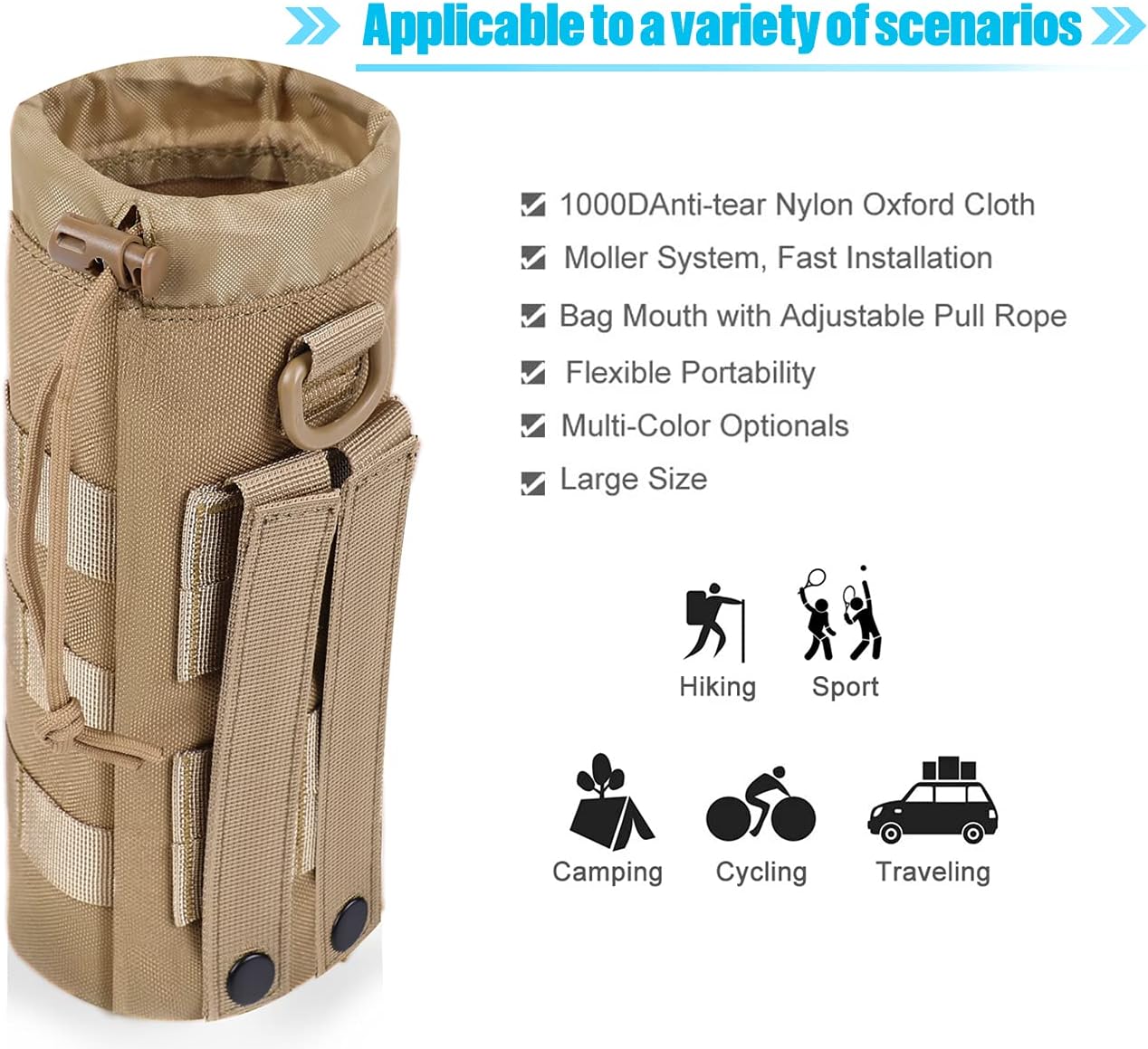 Molle Water Bottle Holder, Water Molle Attachments, Molle Water Bottle Pouch, Tactical Backpack Attachment Pouches