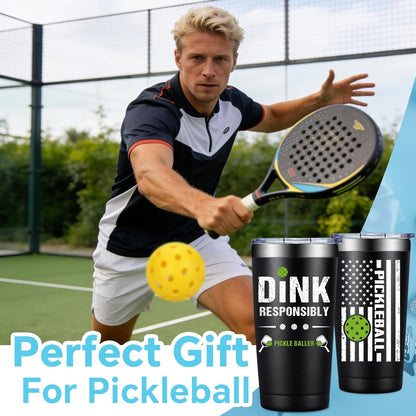 Fufandi Pickleball Gifts for Men Women - Pickle Ball Dink Responsibly - Christmas, Birthday Gifts for Pickleball Lovers Player Coach - Tumbler Cup 20oz