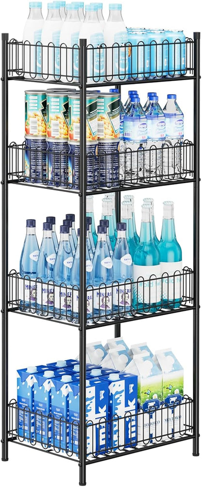 OYEAL Water Bottle Holder Rack 3 Tier Soda Drink Organizer Vertical Metal Food Storage Shelf for Kitchen Countertop Pantry, Can Storage Organizer for Pantry