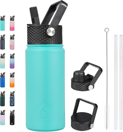BJPKPK Insulated Water Bottles with Straw Lid, 40oz Stainless Steel Water Bottles with 3 Lids, BPA Free Leakproof Thermo, Tumblers, Cups for Sports, Gym- Midnight - Colors A