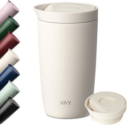 KIVY Travel Coffee Mug Tumbler [24h Cold | 6h Hot] Insulated Coffee Tumbler Stainless Steel - Leak Proof Coffee Travel Mug - 12oz Insulated cup to go for hot & cold drinks - Cups for Women & Men
