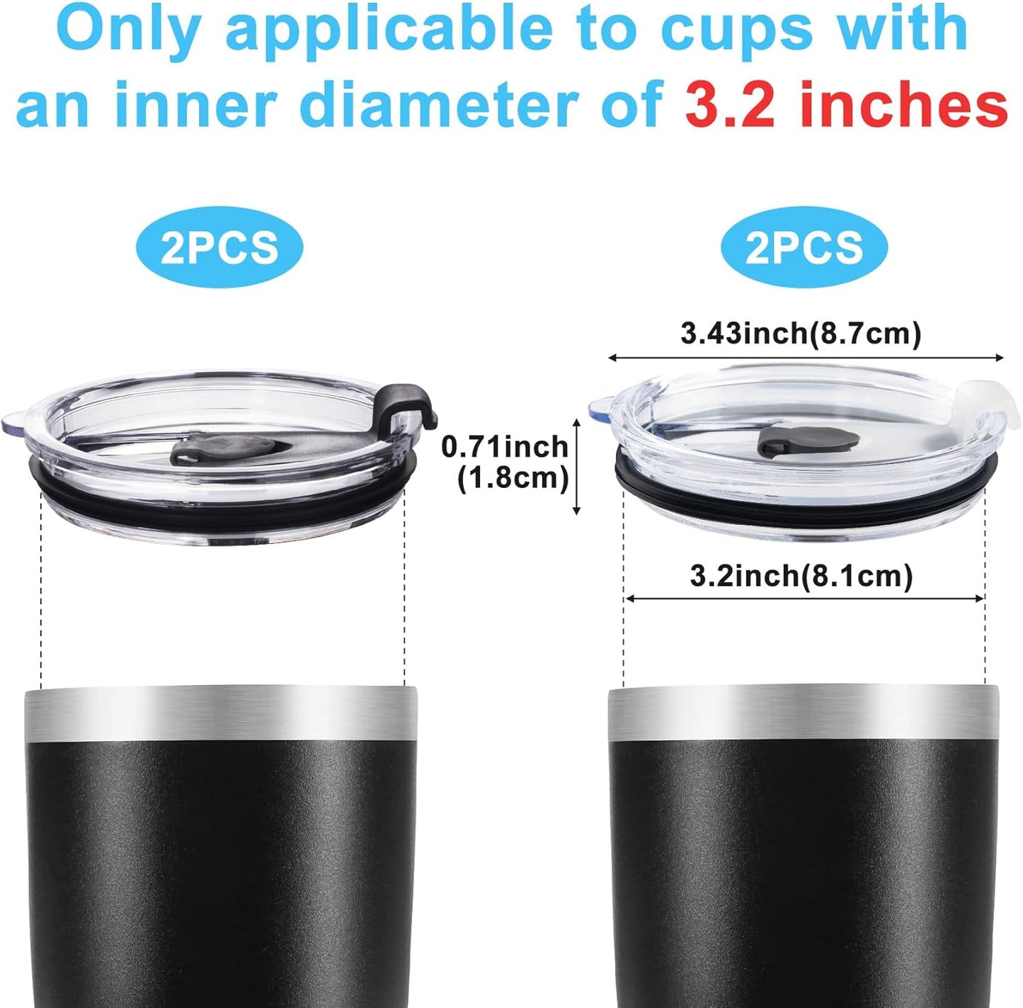HINZIC 5 Pack Replacement Lids for 20 oz Tumbler,Travel Spill Proof Resistant Cup Lids Covers with Slider Switch fit Coffee Cups and More, Straw Friendly,Black