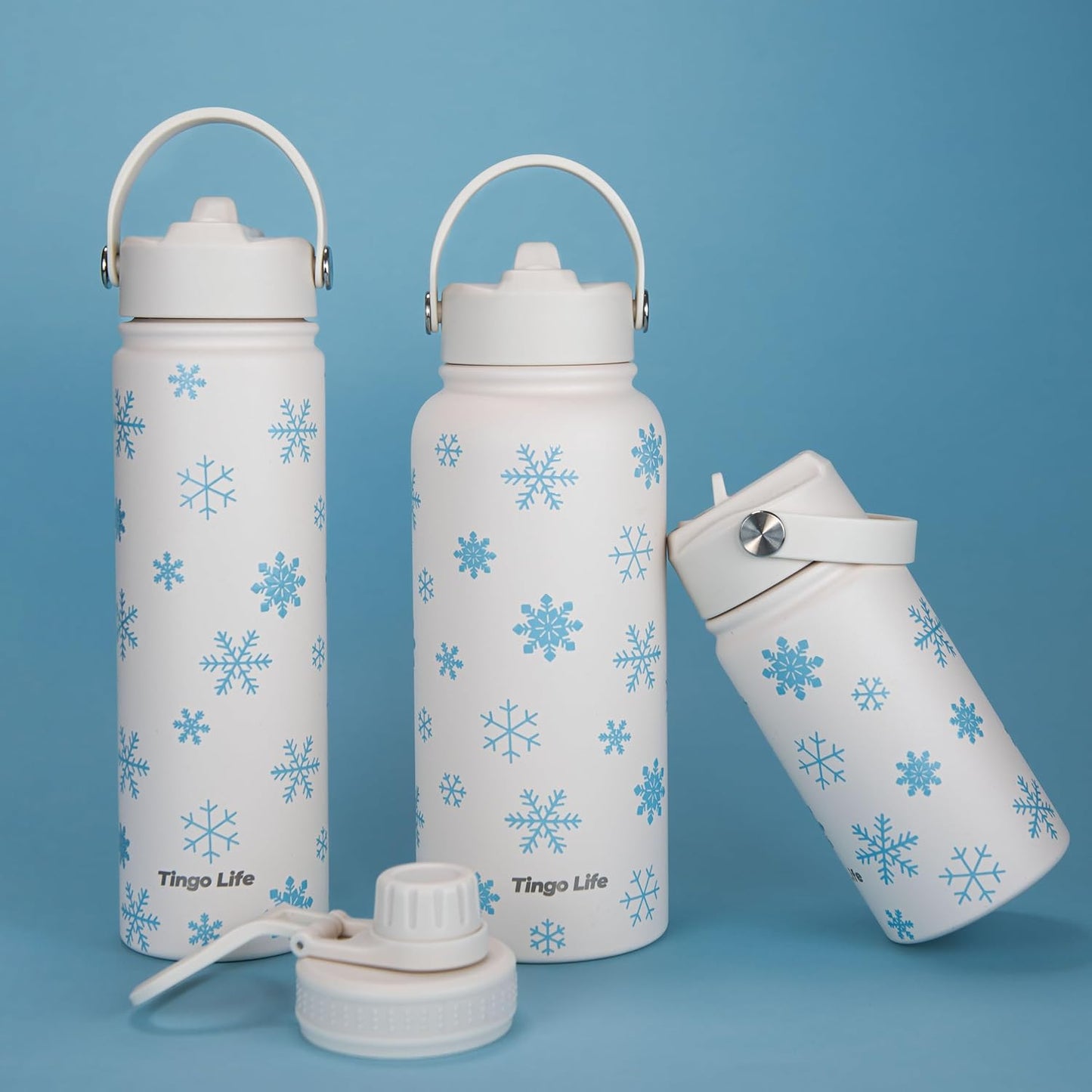 25oz Insulated Stainless Steel Aesthetic Cute Water Bottle - 2 Lids Included (Straw + Sport Handle), Leakproof BPA-Free, Dreamy Cream Cute Floral Design, Perfect Gym/Yoga/Office Companion