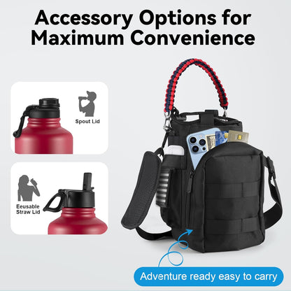 KXIAOCHEN Insulated Water Bottle With Strap, Cold For 48 Hrs Leak Proof, Triple Wall Stainless Steel Sports Water Bottle With Straw And Spout Lid For Gym Hiking Travel