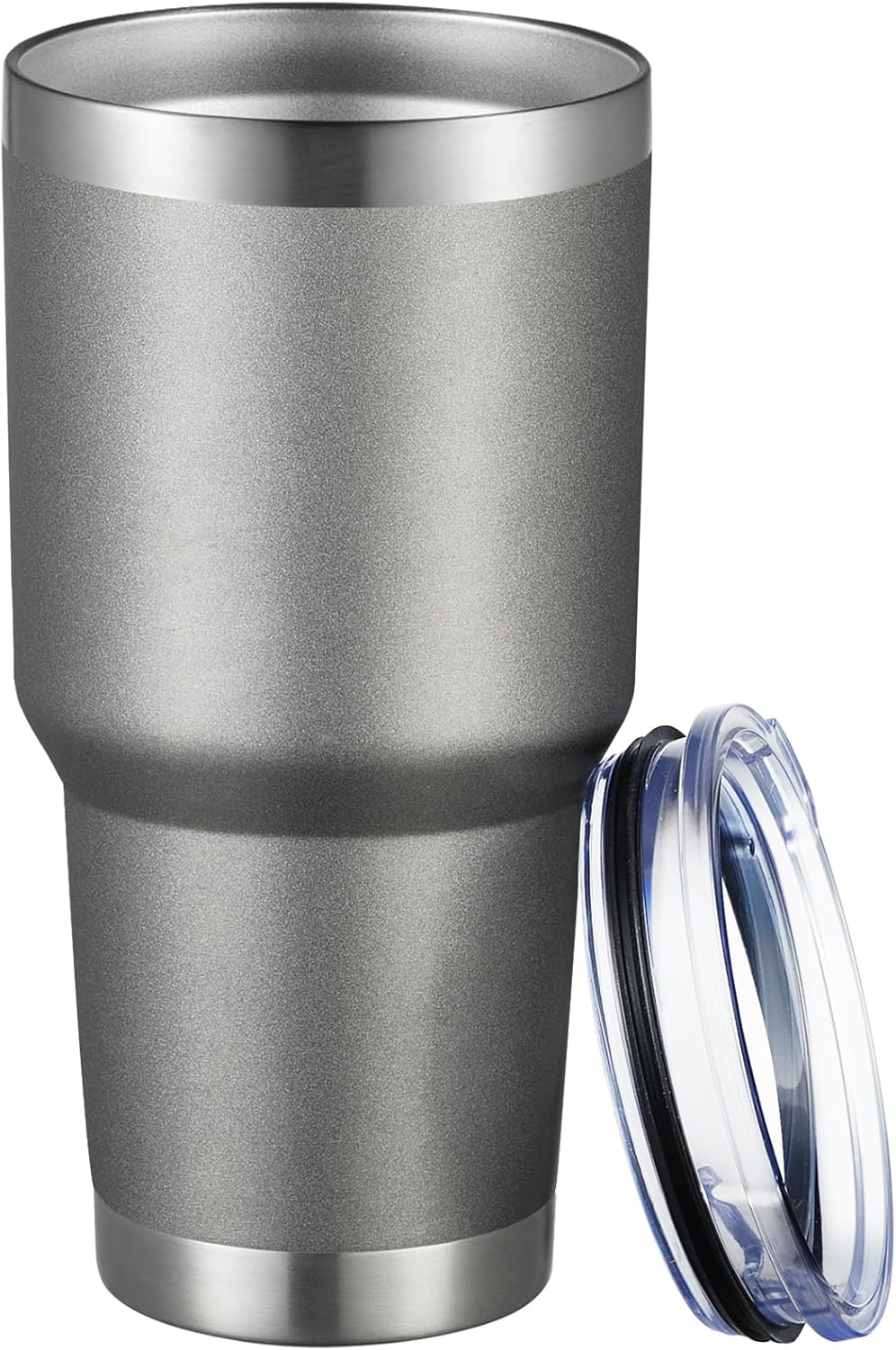 MEWAY 30oz Tumbler Double Wall Vacuum Insulated Travel Mug, Stainless Steel Tumbler with Lid, Durable Powder Coated Insulated Coffee Cup for Cold & Hot Drinks (Silver,1 PACK)
