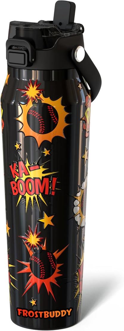 Frost Buddy 24oz Insulated Water Bottle with Straw & Chug Lid | Leak-Proof Stainless Steel | 24-Hours Cold | Sweat-Proof, Cup Holder Friendly | Ideal for Gym, Travel, Sports & Everyday Hydration - Colors B