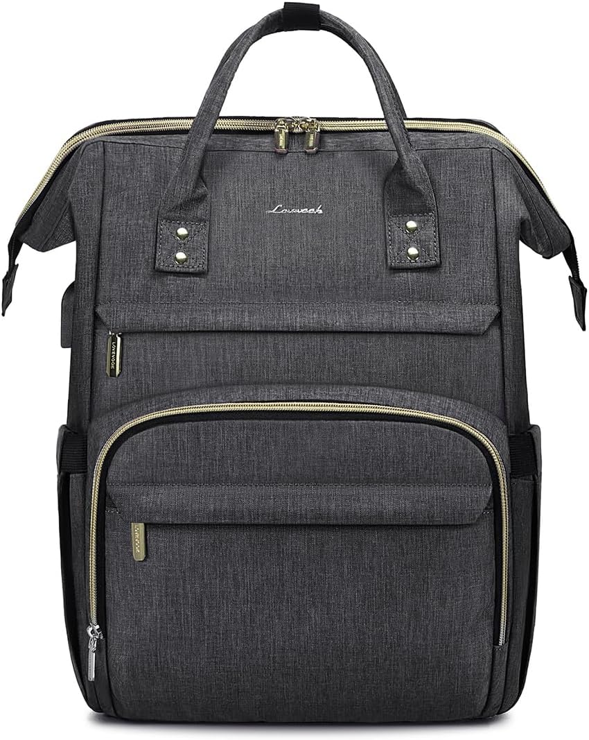 LOVEVOOK Laptop Backpack for Women with Giant Tumbler Holder Pocket,15.6 inch Waterproof Travel Backpack Purse Computer Laptop Bag,Professional Work College Nurse Teacher Backpack Casual Daypack,Black