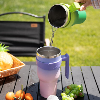 BJPKPK Tumbler With Handle And Straw Lid 40 oz Stainless Steel Insulated Coffee Tumbler Cups For Home, Office or Car,Turquoise
