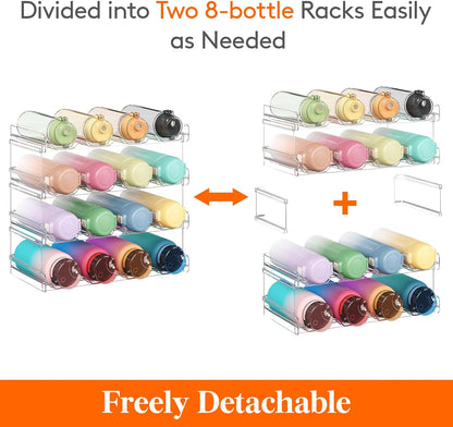 Lifewit 2 Tier Stackable Water Bottle Organizer for Cabinet, Plastic Bottle Holder Fits 6 Bottles/Tumblers up to 3.8" Diameter for Pantry/Countertop/Cupboard, 28 x 19 x 15 cm/11 x 7.5 x 5.7"