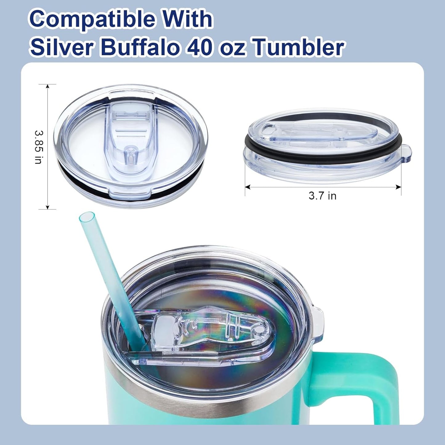 2Pcs 40 oz Tumbler Lid Replacement Compatible With Silver Buffalo, Accessories for Silver Buffalo Tumbler Cup, Bpa-Free, Reusable Replacement Lid