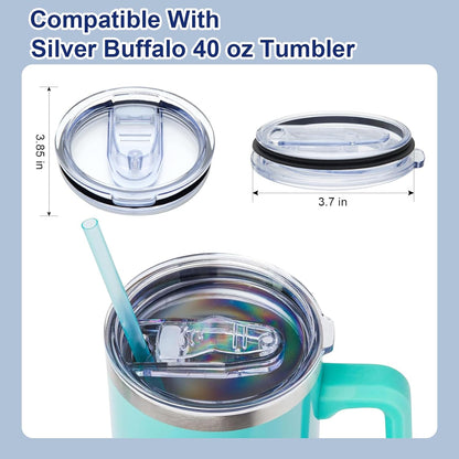 2Pcs 40 oz Tumbler Lid Replacement Compatible With Silver Buffalo, Accessories for Silver Buffalo Tumbler Cup, Bpa-Free, Reusable Replacement Lid