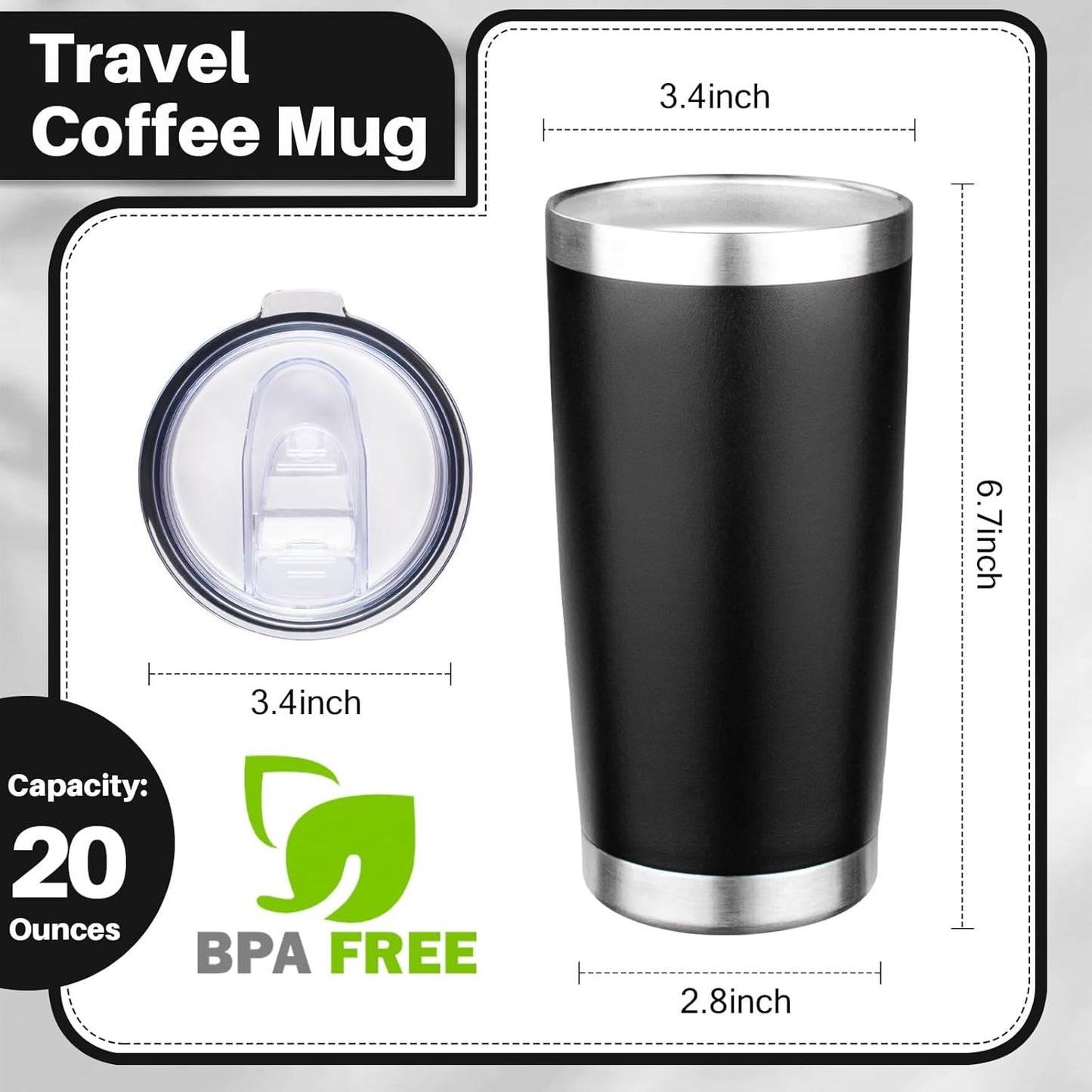 20oz Tumbler with Lid Double Wall Vacuum Insulated Travel Coffee Mug Stainless Steel Thermal Cup Powder Coated Sturdy Coffee Tumbler for Hot and Cold Beverage (Baby blue,1)