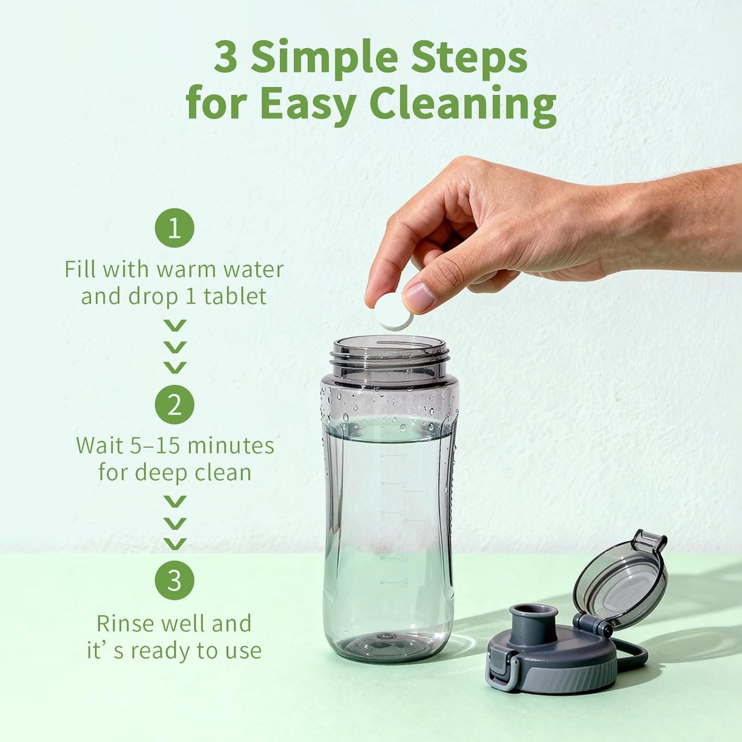 ORIENTLEAF Water Bottle Cleaning Tablets, Water Bottle Cleaner For Stainless Steel, Tumbler, Travel Mugs, Bottle Cleaner Tablets 24 Count
