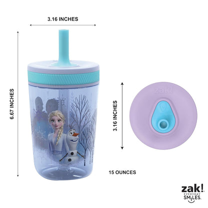 Zak Designs 15oz Bluey Kelso Tumbler Set, Leak-Proof Screw-On Lid with Straw Made of Durable Plastic and Silicone, Perfect Bundle for Kids, 2 Count (Pack of 1) - Colors A