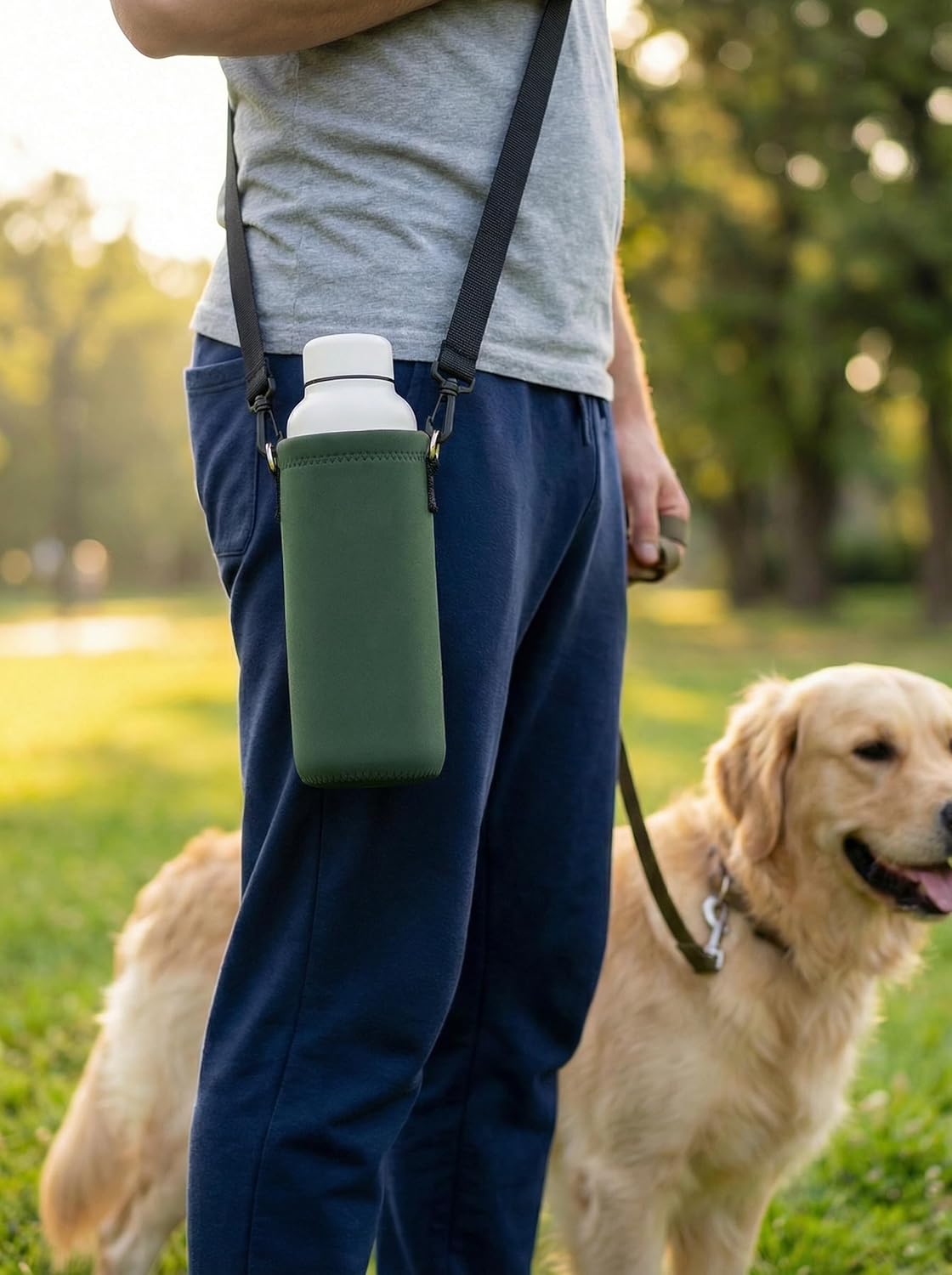 AUPET Water Bottle Sling Bag Carrier Crossbody Sleeve,Insulated Neoprene Bottle Case Holder Pouch Cover 500ML/17oz with Shoulder Strap for Walking Women Men