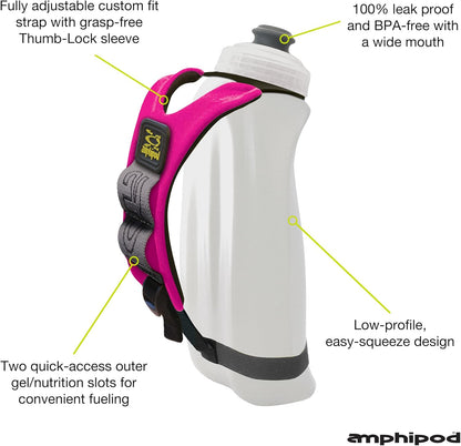 Amphipod Hydraform Ergo Minimalist Handheld Water Bottle, BPA-Free Hydration Pack for Ultra-Running, Marathons & Walking - Charcoal/Clear (16 oz.)