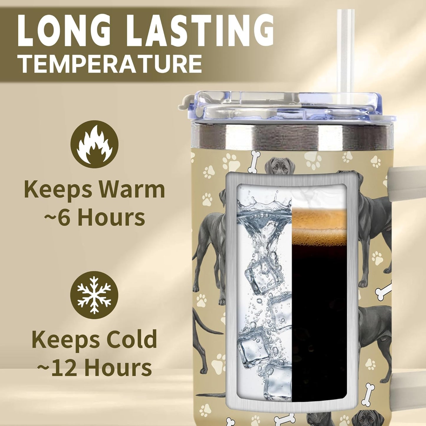 Beagle Gifts for Women Men, 40oz Stainless Steel Insulated Tumbler Travel Cup Mug, Funny and Unique Beagle Gifts for Dog Lover - Colors B
