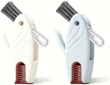 4 in 1 Cup Lid Gap Cleaning Brush Set 2 Pcs - Multifunctional Bottle Cleaning Brush Tools for Home Kitchen and Travel Cleaning | Portable Silicone Cup Lid Cleaner in 2 Colors
