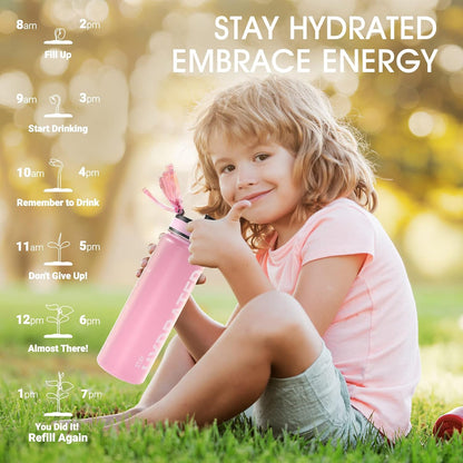 Sahara Sailor Water Bottle 32oz, Durable and Leakproof Water Bottles Motivational with Time Marker, Tritan, BPA Free, Wide Mouth with Easy Clean Brush for Gym, Travel, Home, School, Office (1 Bottle)