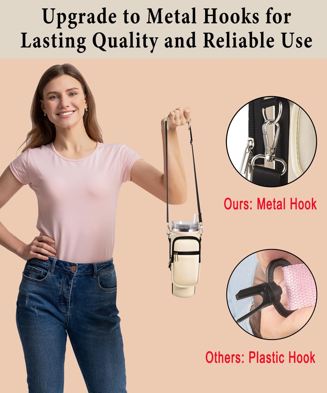 Carrier Bag with Phone Pocket for Stanley 40 oz Tumbler with Handle & Simple Modern 40oz Tumbler - Water Bottle Sling Sleeve Holder for Stanley Cup Accessories with Adjustable Shoulder & Hand Strap