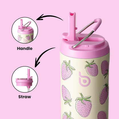 BOTTLE BOTTLE Insulated Water Bottle 24oz with Straw Lid and Handle for Sports Travel Gym Stainless Steel Water Bottles Double-Wall Vacuum Metal Leak Proof BPA-Free