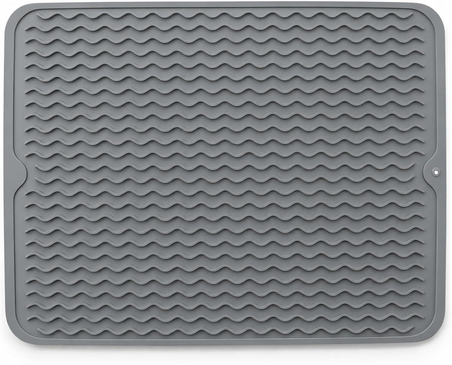 Silicone Drying Mat 16 × 12 – Gray Non-Slip Sink Mat for Kitchen Counter, Heat-Resistant Food-Grade Dish Pad, Easy-Clean Multipurpose Drawer Liner (Gray, 16'' x 12'')