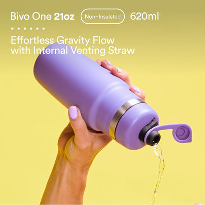 Bivo One 21oz Non Insulated Stainless Steel Bike Water Bottle - Lightweight for Cycling, Travel, Kids - No Plastic Taste, Fits Most Cages, Dishwasher Safe - (Raw)