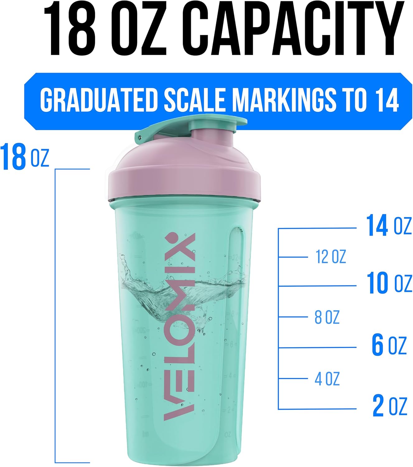 VELOMIX -3 PACK- 14 oz Protein Shaker Bottle for Protein Mixes - 3x Wire Whisk | Leak Proof Shaker Cups for Protein Shakes | Stackable Protein Shaker Bottle Pack | Dishwasher Safe (Mixed Colors)