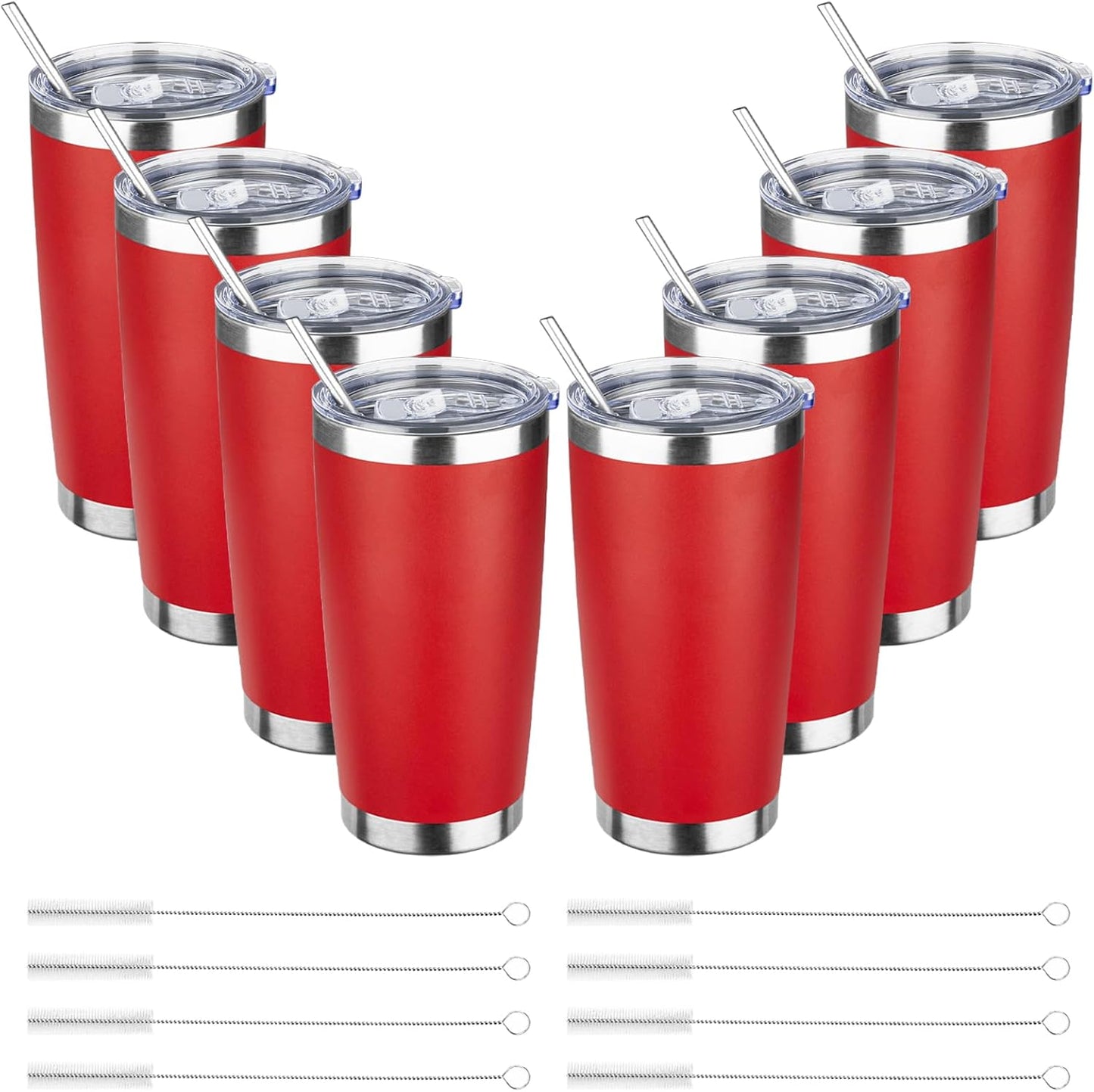 20oz Tumbler with Straw and Brush, Stainless Steel Vacuum Insulated tumbler, Double Wall Insulated Coffee Tumbler for Outdoor, Home, Travel,Office (Buff,1pcs)