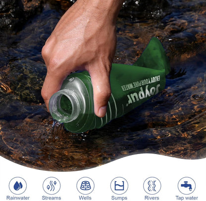 Water Filter Survival - Collapsible Water Bottle with Filter 0.01 Micron Squeeze Filtered Water Bottle 22oz for Hiking Backpacking Camping BPA-Free(White 650ml)
