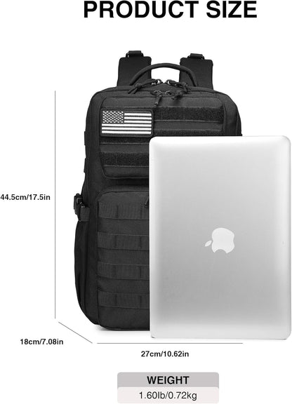Wotony Military Tactical Backpack for Men Waterproof Daypack 3 Day Assault Pack Molle Bag with Water Bottle Holder