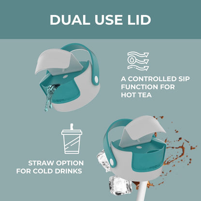 22 oz Ceramic Lined Tea Infuser Travel Tumbler, Micro-Mesh Stainless Steel Infuser, Pure Taste Ceramic Interior, Triple Insulated 12hr Hot Cold, Dual Sip & Straw Lid, Scratch-Resistant